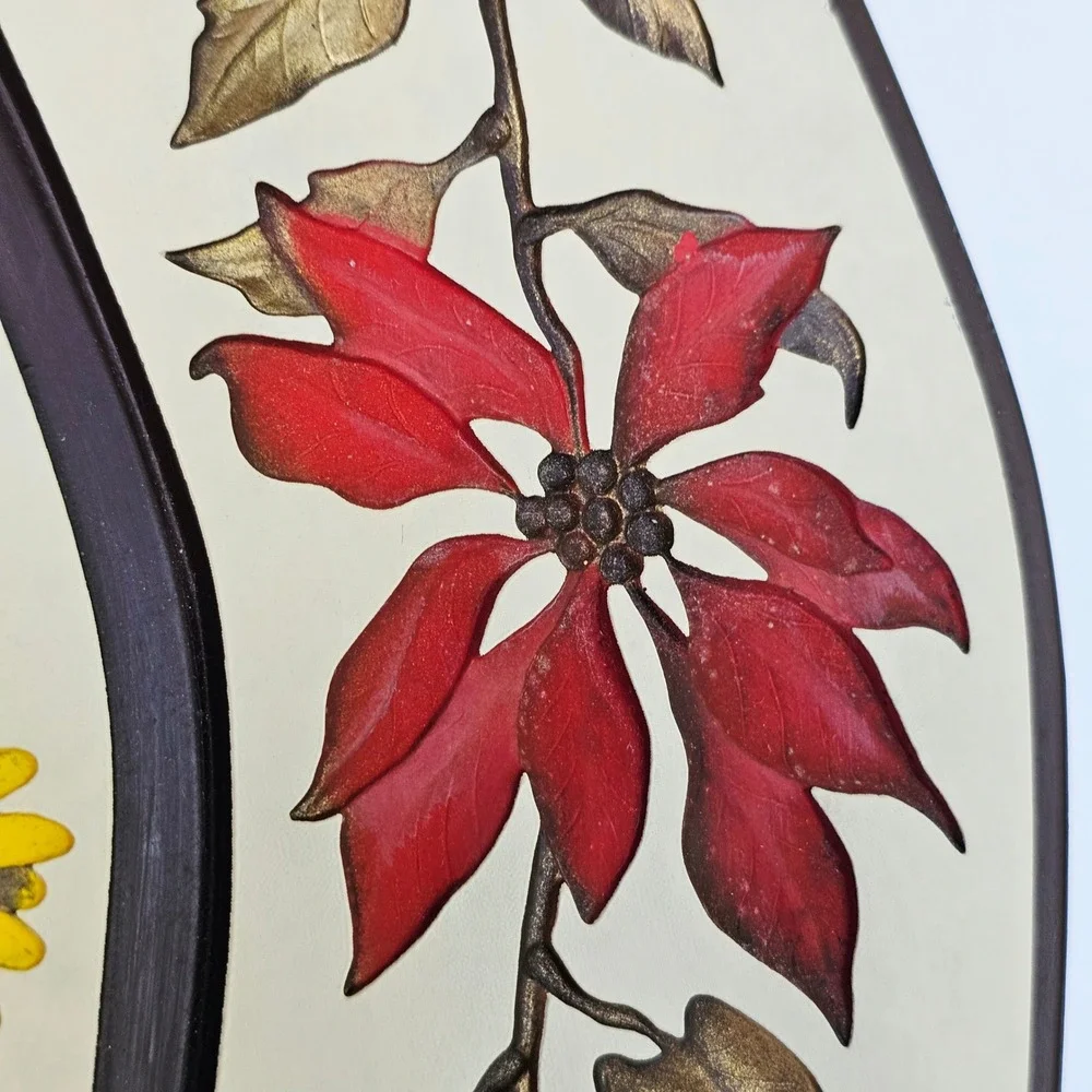 1962 Richter Floral Wall Plaque Mid Century Modern MCM Diamond Art Retro Kitsch